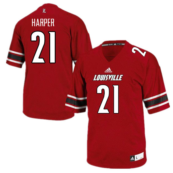 Men #21 Nicario Harper Louisville Cardinals College Football Jerseys Sale-Red - Click Image to Close